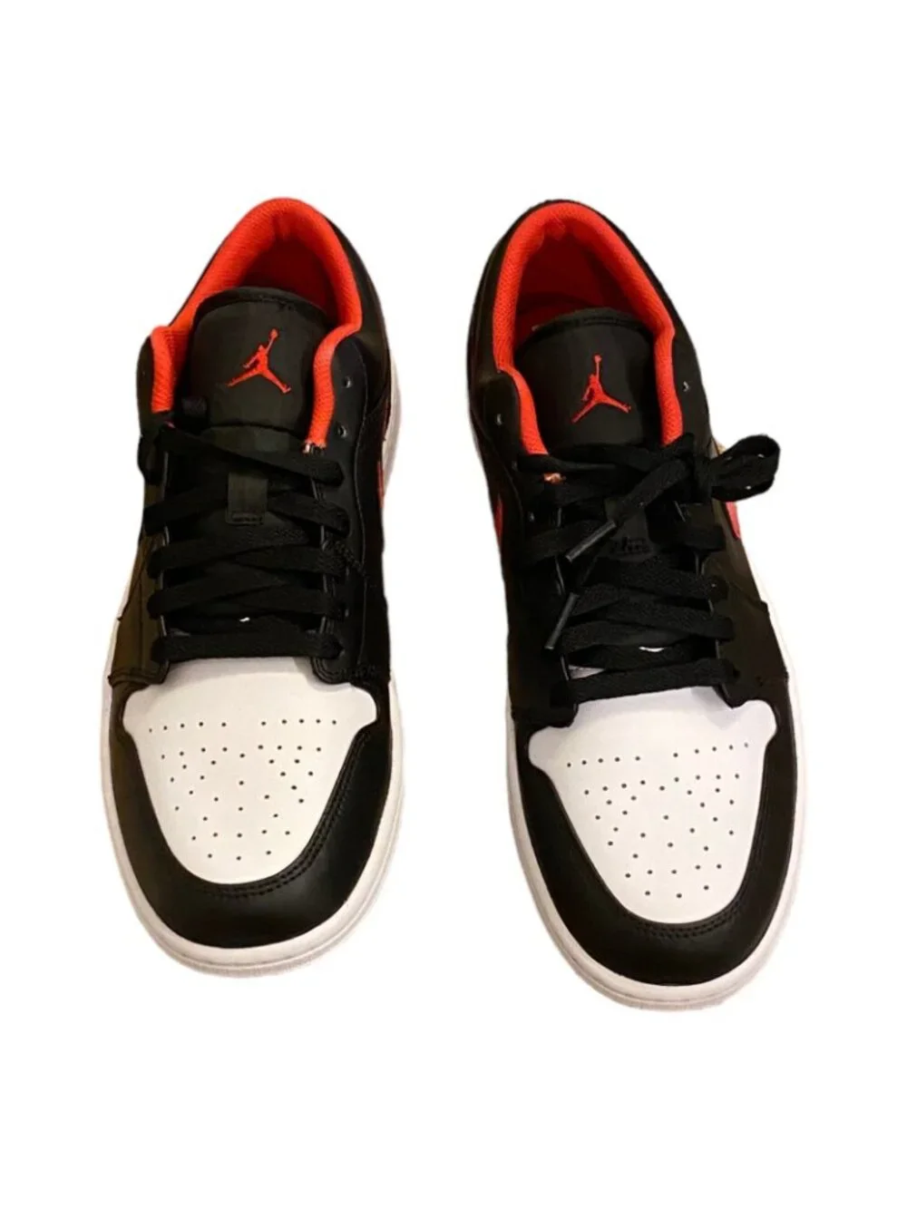 Nike Air Jordan 1 Low White Toe Shoes Black Fire Red 553558-063 Men's NEW Sz: 12